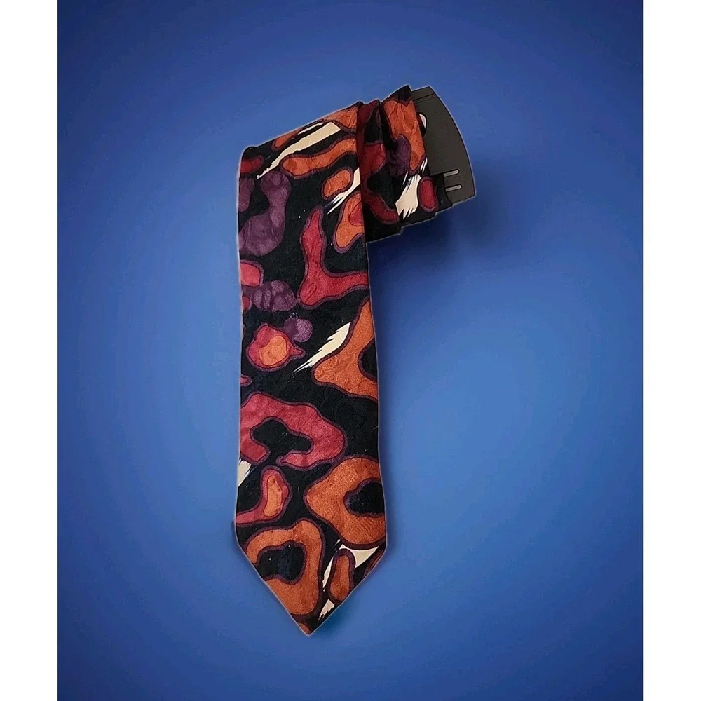 Vintage Zenio Collezione Men's‎ Necktie 100% Silk Abstract Art Made In USA EUC